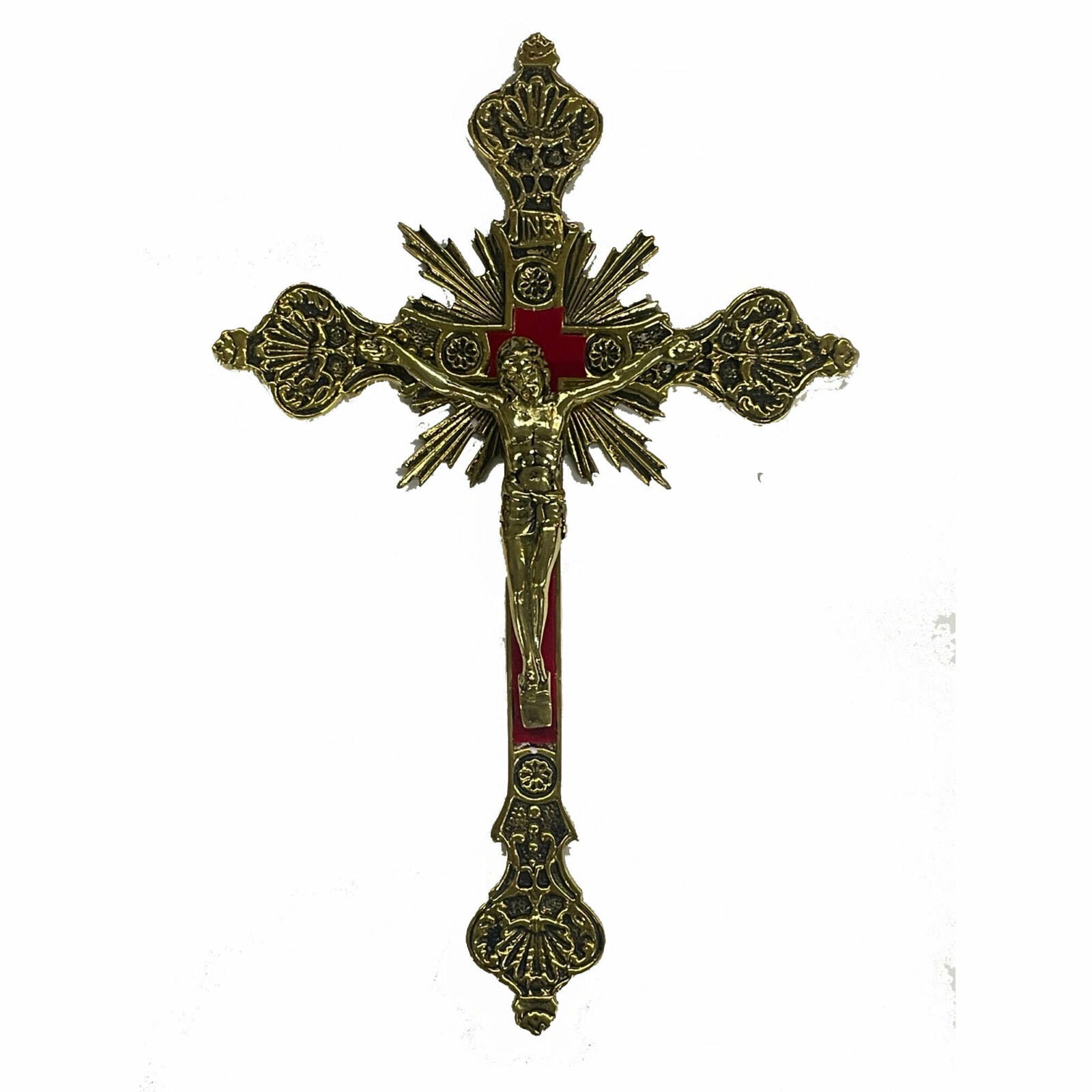 Hanging Brass Crucifix 12"