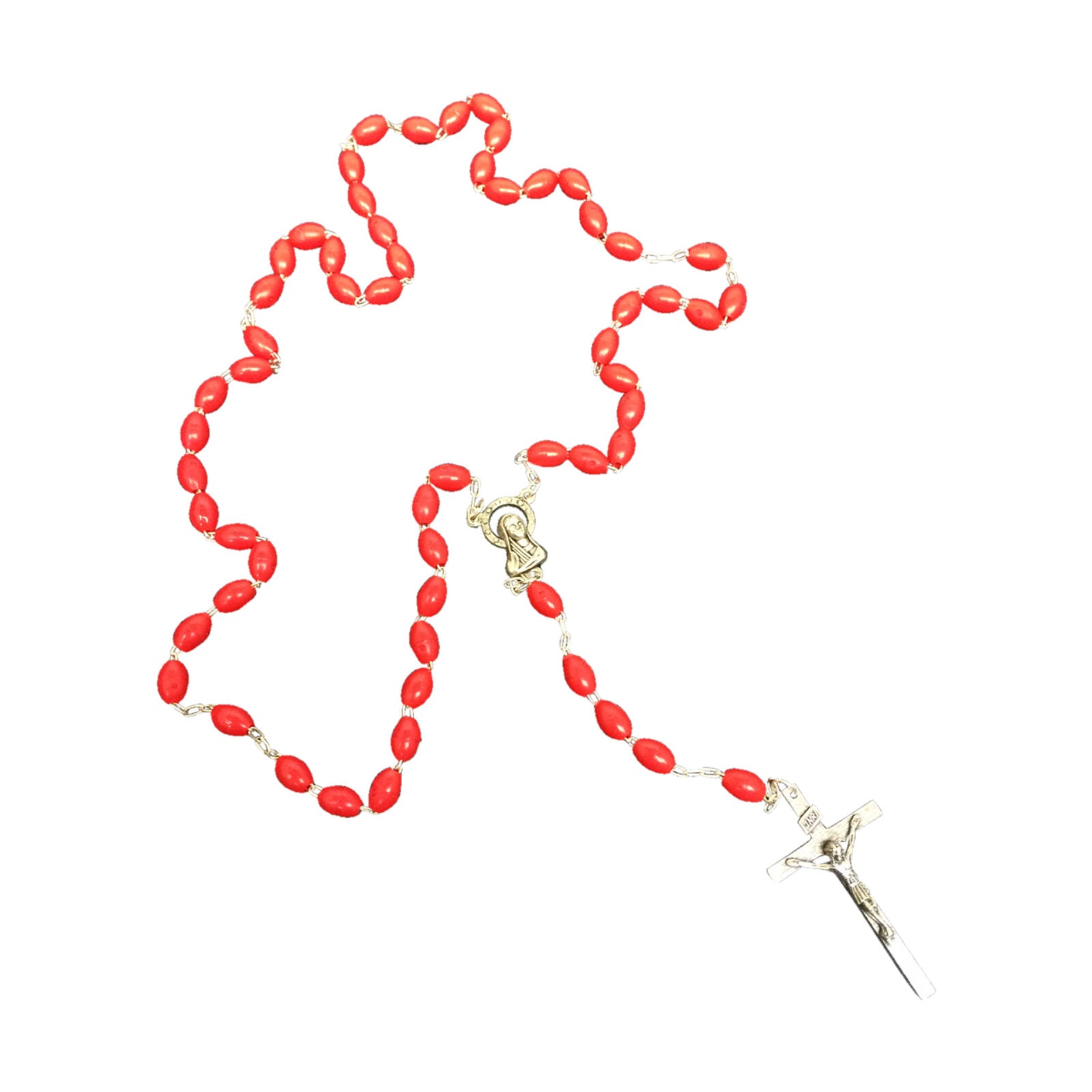 Red Plastic Bead Rosary