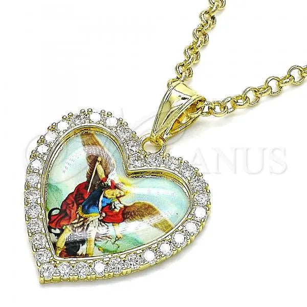 Men's Women's St. Michael Archangel Heart Diamond Pendant botanica21division