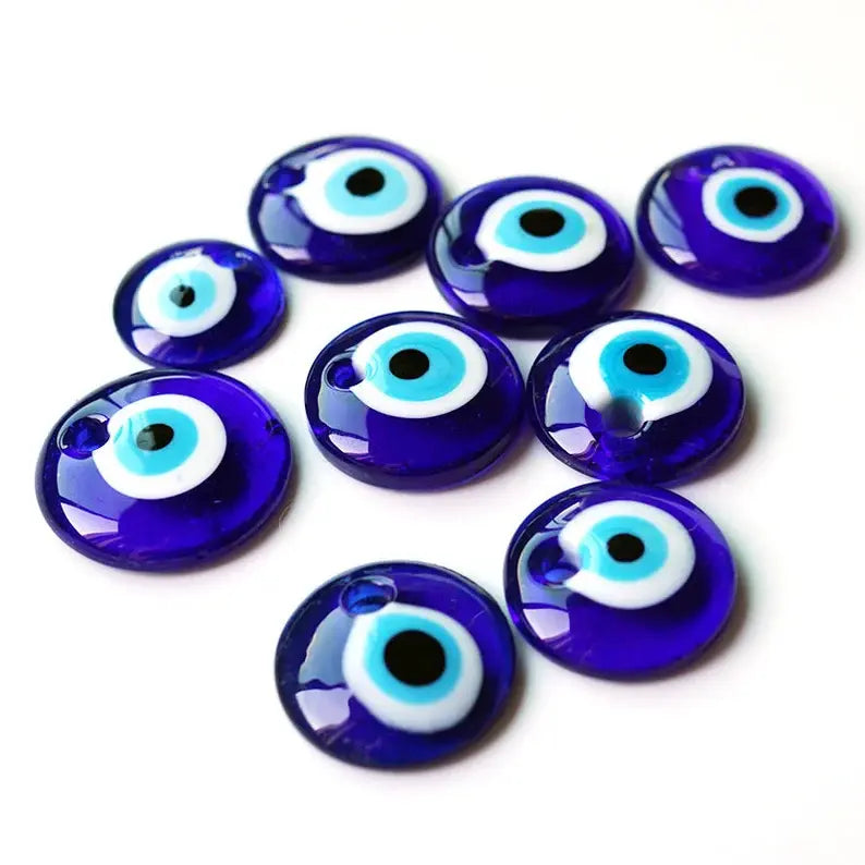 handmade round glass blue evil eye charms pendant botanica21division