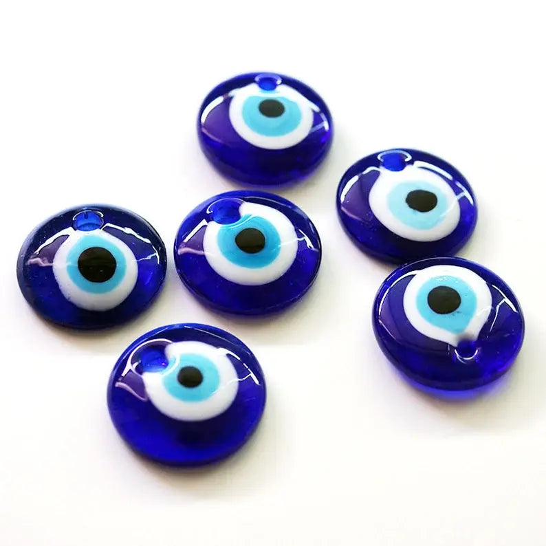handmade round glass blue evil eye charms pendant botanica21division